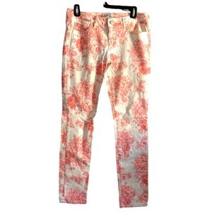 Aeropostle Women’s Pastel Pink Floral Cotton Ultra Skinny Jeans Size 7/8